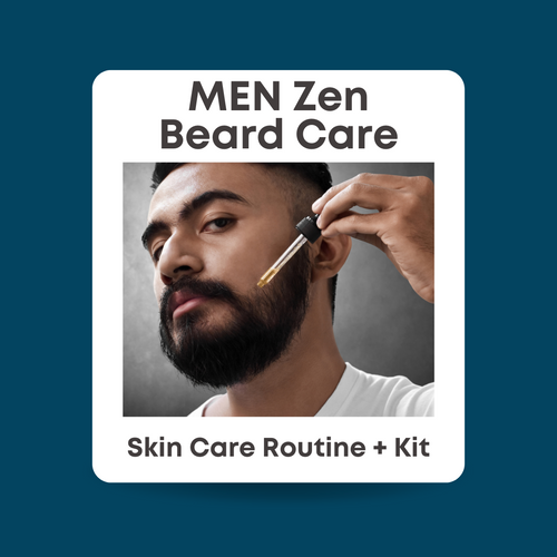 Men Zen Beard Care Kit

Healthy skin. A softer beard. A better grooming routine.

The Men Zen Beard Care Kit is designed to help cleanse, exfoliate, and condition both your beard and the skin underneath it. A healthy beard starts with healthy skin, and this simple three-step routine helps keep your beard looking and feeling its best.

Perfect for coarse, dry, itchy, or unruly beards.
Kit Includes

    Pumpkin and Green Tea Cleanser
    Hibiscus and Rosehip Petal Scrub
    Men Zen Beard and Scalp Oil

Step 1: Cleanse

Use the Pumpkin and Green Tea Cleanser to wash your beard and the skin beneath it. This gentle cleanser removes dirt, excess oil, and buildup without leaving your skin feeling dry or stripped.
Step 2: Exfoliate

Once or twice a week, use the Hibiscus and Rosehip Petal Scrub to gently exfoliate the skin beneath your beard. Exfoliation helps remove dead skin cells and debris while supporting smoother, healthier-looking skin.
Step 3: Condition & Nourish

Finish with Men Zen Beard and Scalp Oil. Formulated with nourishing oils, vitamin E, and traditional botanicals including he shou wu, this lightweight blend helps soften coarse beard hair, reduce dryness, and keep your beard looking healthy and well-groomed.
Why Men Love It

    Helps soften coarse beard hair
    Conditions skin beneath the beard
    Helps reduce dryness and beard itch
    Supports a healthy-looking beard
    Suitable for sensitive skin
    Simple three-step routine