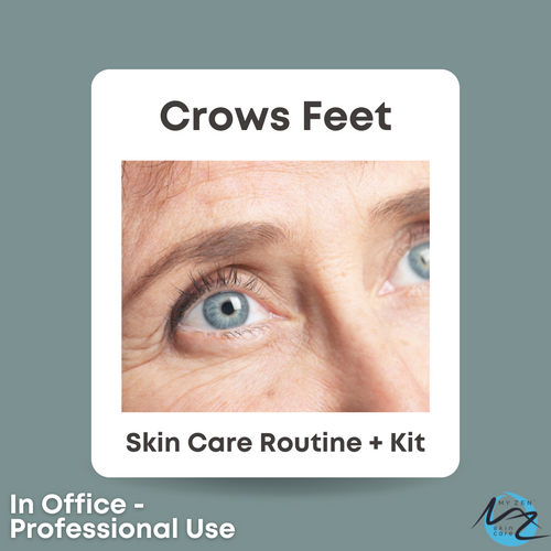 Crow's Feet Treatment Kit for Clinic Use

Designed for Cosmetic Acupuncture and facial care practitioners, this treatment kit supports eye-area rejuvenation protocols focused on improving the appearance of crow's feet, fine lines, and visible skin texture around the eyes.

This simple in-clinic protocol combines antioxidant-rich skin care, vitamin C, and retinol-based eye care to help leave the eye area looking smoother, firmer, and more refreshed.

Kit Includes:

    Astragalus & Geranium Toner (8 oz)
    Your Daily C Elixir (4 oz)
    Edelweiss for Your Eyes Serum (.25 oz)

Professional Treatment Protocol
Step 1: Prepare the Skin

Cleanse and tone the treatment area with Astragalus & Geranium Toner.
Step 2: Perform Cosmetic Acupuncture

Complete your Cosmetic Acupuncture treatment as usual.
Step 3: Tone Again

After removing needles, lightly reapply Astragalus & Geranium Toner.
Step 4: Apply Your Daily C Elixir

Apply a light mist or layer to support brighter, smoother, and more hydrated-looking skin.
Step 5: Apply Edelweiss for Your Eyes Serum

Use one drop total. Apply approximately half a drop to each eye area, focusing on crow's feet and fine lines.
Step 6: Moisturize

Complete the treatment with:

    Luminescent Pearl Cream
    Goji Berry & Argan Cream
    Yin Balancing Facial Serum

Featured Products

Astragalus & Geranium Toner
An antioxidant-rich toner that refreshes and prepares the skin for treatment.

Your Daily C Elixir
A vitamin C and hyaluronic acid serum that helps improve the appearance of skin tone, texture, and hydration.

Edelweiss for Your Eyes Serum
A retinol-based eye serum formulated to help improve the appearance of crow's feet, fine lines, and visible signs of aging around the eyes while supporting smoother, firmer-looking skin.

Created for Cosmetic Acupuncture and facial care practitioners who want a simple, effective protocol for eye-area rejuvenation.

Why My Zen Skin Care?

At My Zen Skin Care, we combine Chinese herbal wisdom, botanical ingredients, and modern skin care science to create products that support healthy, beautiful skin throughout every stage of life. Our products are made with naturally derived, ethically sourced, cruelty-free ingredients chosen for their nourishing and antioxidant-rich properties.

Our Promise

    Cruelty-free
    Paraben-free
    Phthalate-free
    Made with botanical ingredients
    Inspired by Chinese herbal wisdom and modern skin care science
    We are also proud to support our community by donating a portion of our proceeds to a local food bank and the Cat Care Society.
