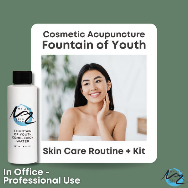 Facial Rejuvenation Treatment Kit for Clinic Use

Designed for Cosmetic Acupuncture and other facial treatment practitioners, this professional treatment kit supports facial rejuvenation protocols focused on hydration, radiance, and overall complexion enhancement.

This simple in-clinic treatment combines antioxidant-rich skin care, vitamin C, hyaluronic acid, and a deeply hydrating sheet mask treatment to help leave skin looking smoother, brighter, and more refreshed.

Kit Includes:

    Astragalus & Geranium Toner (8 oz)
    Your Daily C Elixir (4 oz)
    Fountain of Youth Complexion Water (8 oz)
    Paper Sheet Masks

Professional Treatment Protocol
Step 1: Prepare the Skin

Cleanse and tone the skin with Astragalus & Geranium Toner.
Step 2: Perform Cosmetic Acupuncture

Complete your Cosmetic Acupuncture treatment as usual.
Step 3: Tone Again

After removing needles, lightly reapply Astragalus & Geranium Toner.
Step 4: Apply Your Daily C Elixir

Apply a light mist or layer to support hydration, radiance, and a more even-looking complexion.
Step 5: Apply Fountain of Youth Complexion Water Mask

Saturate a paper sheet mask with Fountain of Youth Complexion Water and apply to the face. A second mask may be used on the neck if desired. Allow the patient to relax for approximately 10 minutes.
Step 6: Moisturize

Complete the treatment with:

    Luminescent Pearl Cream
    Yin Balancing Facial Serum
    Goji Berry & Argan Cream

Featured Products

Astragalus & Geranium Toner
An antioxidant-rich toner that refreshes and prepares the skin for treatment.

Your Daily C Elixir
A vitamin C and hyaluronic acid serum that helps support brighter, smoother, and more hydrated-looking skin.

Fountain of Youth Complexion Water
A concentrated blend featuring vitamin C, hyaluronic acid, and MSM to help support hydration, improve the appearance of skin tone and texture, and promote a refreshed, radiant complexion.

Created for Cosmetic Acupuncture and other facial treatment practitioners who want a simple, effective protocol for overall facial rejuvenation and hydration.

 
Why My Zen Skin Care?

At My Zen Skin Care, we combine Chinese herbal wisdom, botanical ingredients, and modern skin care science to create products that support healthy, beautiful skin throughout every stage of life. Our products are made with naturally derived, ethically sourced, cruelty-free ingredients chosen for their nourishing and antioxidant-rich properties.

Our Promise

    Cruelty-free
    Paraben-free
    Phthalate-free
    Made with botanical ingredients
    Inspired by Chinese herbal wisdom and modern skin care science
    We are also proud to support our community by donating a portion of our proceeds to a local food bank and the Cat Care Society.