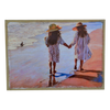 DA077  Burlap Print 2 Girls Beach 70x50cm