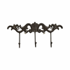 MET160B 3 Hooks Cast Iron Brown Rust 29x5x13cm