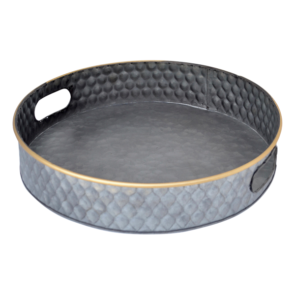 T058L Tray Metal Round Large 41 x 8cm Love Thy Home