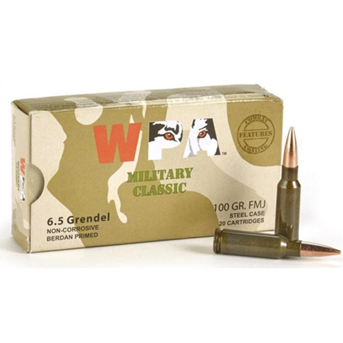 6.5 Grendel 100gr FMJ Steel Case 20 RD