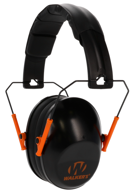 Walker's GWPFPM1BKO Pro Low Profile Passive Muff 22 dB Over the Head Black/Orange Accent Polymer