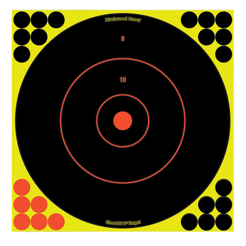 Birchwood Casey 34022 Shoot-N-C Reactive Target Self-Adhesive Paper Black/Yellow/Red 12" Bullseye 12 Pack
