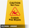 VEVOR 12 Pack Caution Wet Floor Sign 25-Inch Yellow Wet Floor Sign Double Sided Wet Floor Cones Fold-Out Bilingual Plastic Board for Indoors and Outdoors