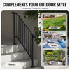 VEVOR 3-4 Step Handrails for Outdoor for Seniors Porch Deck Black Retro Arch