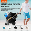 VEVOR Beach Dolly with Big Wheels for Sand, 29.9" x 15.4" Cargo Deck, w/ 12" Balloon Wheels, 165LBS Loading Capacity Folding Sand Cart & 27" to 44.7" Adjustable Height, Heavy Duty Cart for Beach