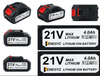 ENEGYZ 21V Li-ion replacement battery multiple product views and label detail