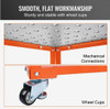 VEVOR Welding Table 36'' x 24'', 600lbs Load Capacity Steel Welding Workbench Table on Wheels, Portable Work Bench with Double-layer Storage Board, 5/8-inch Fixture Holes, 11 Hooks for Welding Projects