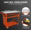 VEVOR Welding Table 36'' x 24'', 600lbs Load Capacity Steel Welding Workbench Table on Wheels, Portable Work Bench with Double-layer Storage Board, 5/8-inch Fixture Holes, 11 Hooks for Welding Projects
