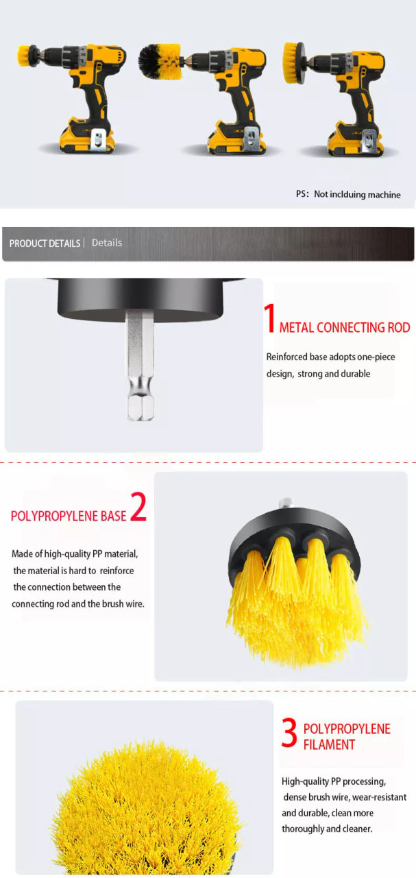 Buy online Nylon Drill Brush for power cleaning and brushing, fix in a  drill driver and wash