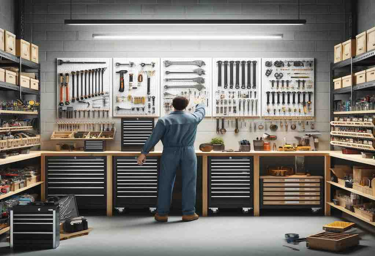 DURHAND 54 Piece Pegboard And Shelf Tool Organizer Wall Mounted DIY Garage Storage With 50 Hooks