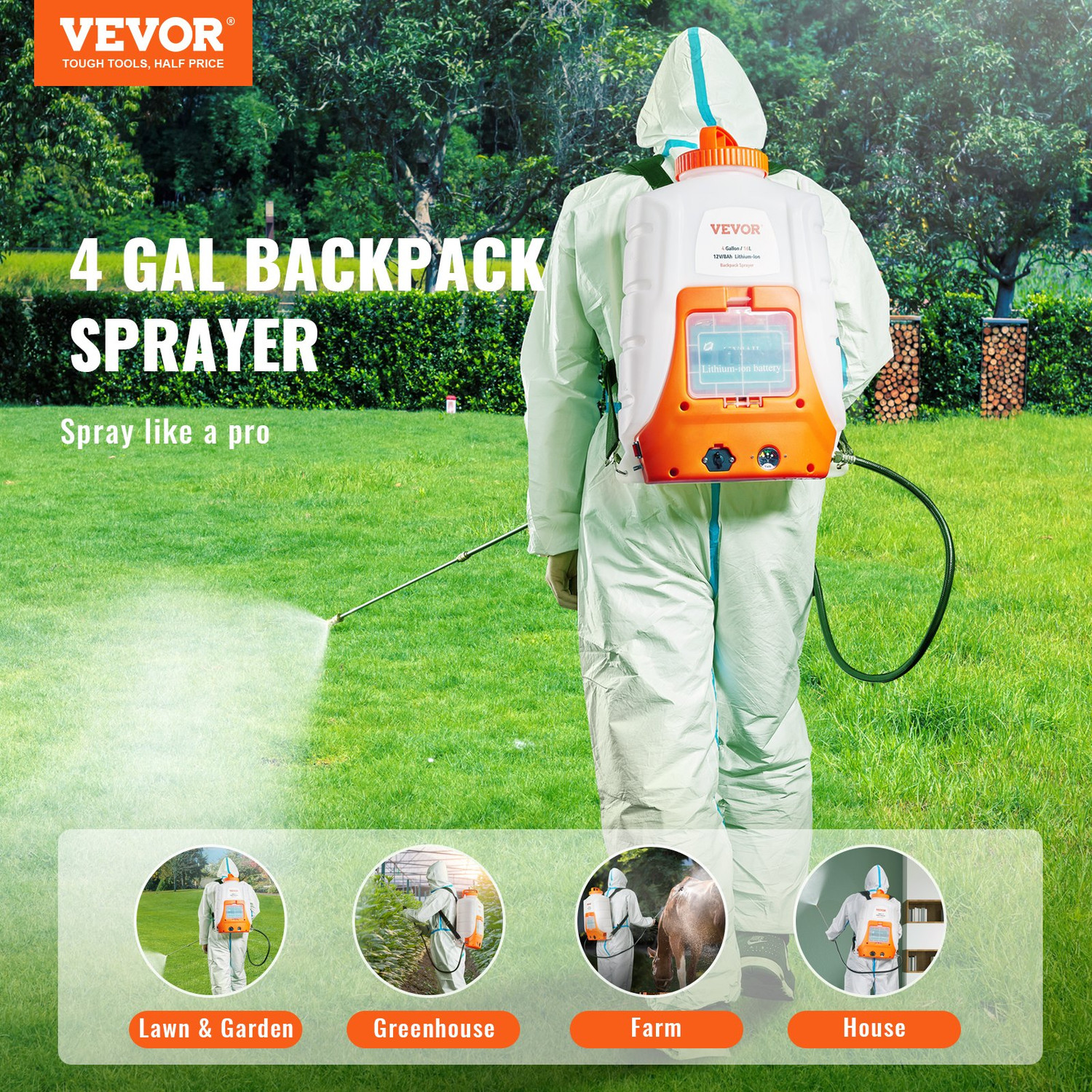 VEVOR 4 Gallon Battery Powered Backpack Sprayer - Thumbnail 3