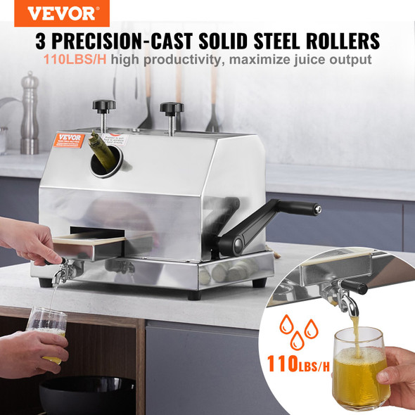 VEVOR Commercial Manual Sugarcane Juicer Machine – 110 LBS/H High Output