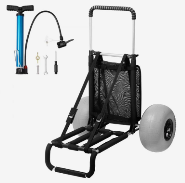 VEVOR Beach Dolly with Big Wheels for Sand, 29.9" x 15.4" Cargo Deck, w/ 12" Balloon Wheels, 165LBS Loading Capacity Folding Sand Cart & 27" to 44.7" Adjustable Height, Heavy Duty Cart for Beach VEVOR Beach Dolly with Big Wheels for Sand, 29.9" x 15.4" Cargo Deck, w/ 12" Balloon Wheels, 165LBS Loading Capacity Folding Sand Cart & 27" to 44.7" Adjustable Height, Heavy Duty Cart for Beach