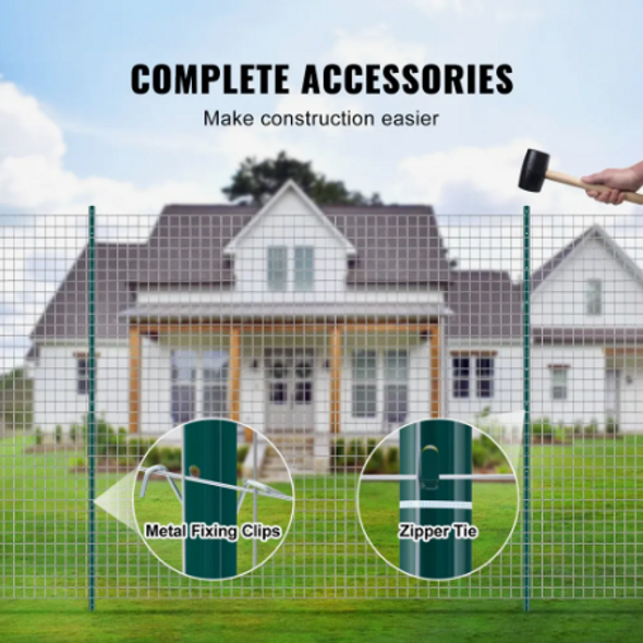 VEVOR 7 Feet Fence Post, 10 Pack T-Post Heavy Duty Metal Fence Posts with 50 Zip Ties & 20 Clips, Sturdy Steel Fence Stakes for Garden Yard, Lawn, Farms and Outdoor Wire Fencing, Green