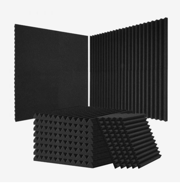 VEVOR Acoustic Foam Panels, 52 Pack 12 x 12 x 1 inches, High Density Soundproof Wall Panels, Fire-Resistant Acoustic Panels, Sound Dampening Absorbing Panels for Studio Wall and Ceiling, Black