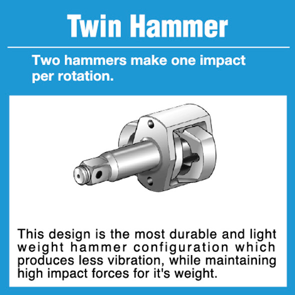 Shinano 1/2"Square Drive air Impact Wrench with 1/2" sq. anvil hammer