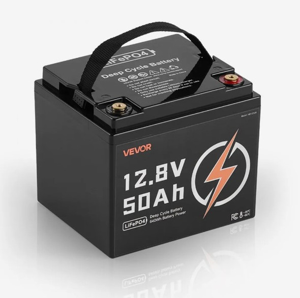 VEVOR 12V 50Ah LiFePO4 Battery, Up to 15000 Cycles, Deep Cycle Lithium Iron Phosphate Battery with Built-in BMS, Low Temperature Protection, 10 Years Lifetime, for Solar Off-Grid Home Energy Storage VEVOR 12V 50Ah LiFePO4 Battery, Up to 15000 Cycles, Deep Cycle Lithium Iron Phosphate Battery with Built-in BMS, Low Temperature Protection, 10 Years Lifetime, for Solar Off-Grid Home Energy Storage