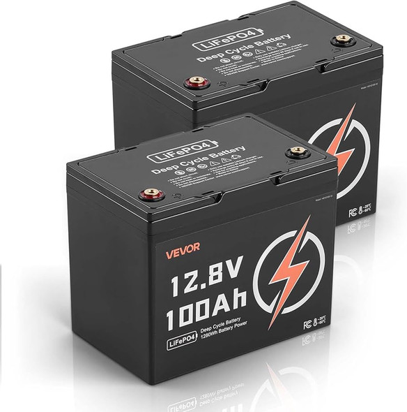 VEVOR 12V 100Ah LiFePO4 Battery, Up to 15000 Cycles, Deep Cycle Lithium Iron Phosphate Battery with Built-in BMS, Low Temperature Protection, 10 Years Lifetime, for Solar Off-Grid Home Energy Storage VEVOR 12V 100Ah LiFePO4 Battery, Up to 15000 Cycles, Deep Cycle Lithium Iron Phosphate Battery with Built-in BMS, Low Temperature Protection, 10 Years Lifetime, for Solar Off-Grid Home Energy Storage