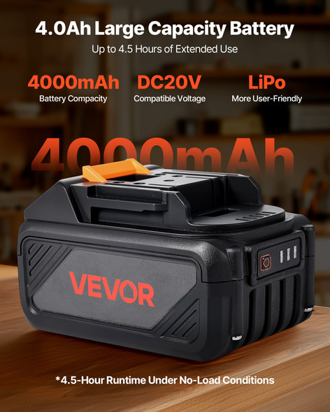 VEVOR 20V MAX Lithium-Ion Battery & Charger Combo (4.0 Ah)