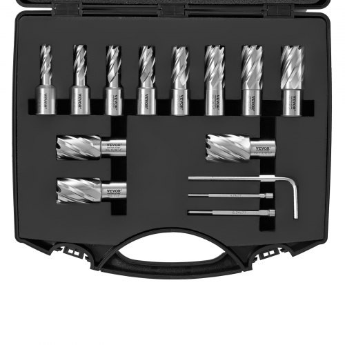 VEVOR 13-Piece Weldon Shank Annular Cutter Set, 7/16 in to 1-1/16 in