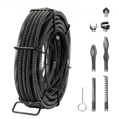 VEVOR 66 ft x 5/8 in Sectional Drain Cleaning Cable with 7 Cutters