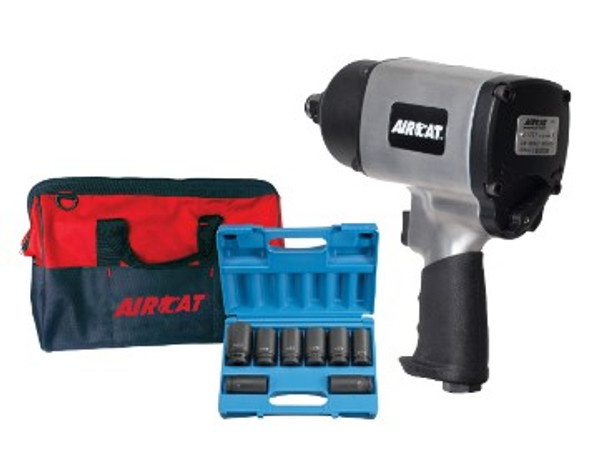 3/4" Impact Wrench Kit 1600 ft-lb w/8 Piece Deep Socket Set AIRCAT 1777K