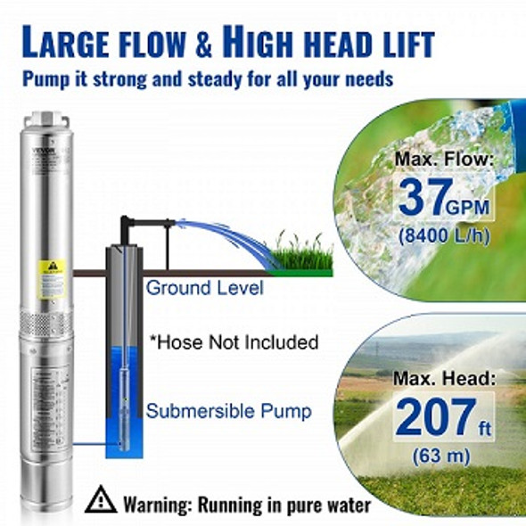 VEVOR 1 HP 115V 60Hz Deep Well Submersible Pump VEVOR 1 HP 115V 60Hz Deep Well Submersible Pump