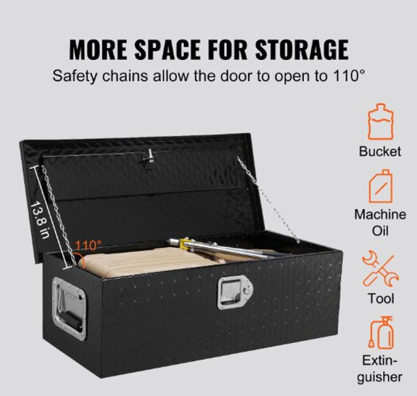 VEVOR Heavy Duty Aluminum Truck Bed Tool Box, Diamond Plate Tool Box with Side Handle and Lock Keys, Storage Tool Box Chest Box Organizer for Pickup, RV, Trailer, Truck Bed, 30"x13"x9.6", Black VEVOR Heavy Duty Aluminum Truck Bed Tool Box, Diamond Plate Tool Box with Side Handle and Lock Keys, Storage Tool Box Chest Box Organizer for Pickup, RV, Trailer, Truck Bed, 30"x13"x9.6", Black