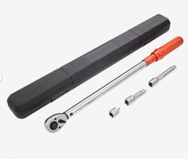 VEVOR Torque Wrench, 1/2-inch Drive Click Torque Wrench 20-250ft.lb/34-340n.m, Dual-Direction Adjustable Torque Wrench Set, Mechanical Dual Range Scales Torque Wrench Kit with Adapters Extension Rod