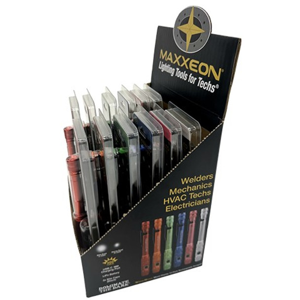 MAXXEON WorkStar® Mixed Display 12-Pack – Rechargeable Penlights USB-C