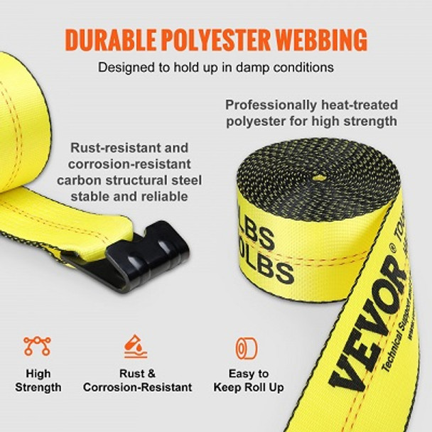 VEVOR Winch Straps 4'' x 30' 6000 lbs Load Capacity 18000 lbs Break Strength