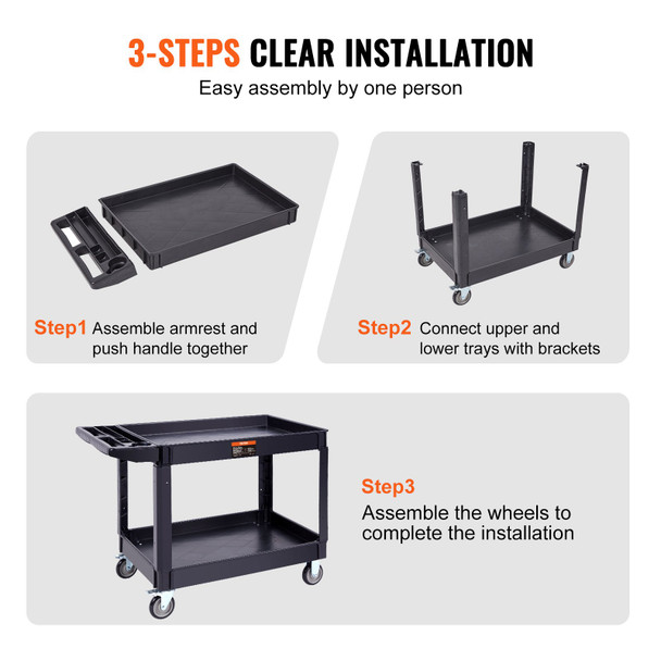 The VEVOR Heavy-Duty 2-Shelf Utility Service Cart