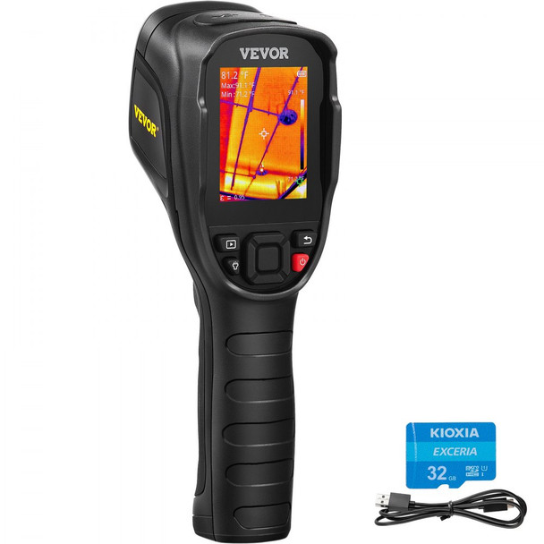 VEVOR Thermal Imaging Camera – 320x240 Super Resolution, 25Hz Refresh Rate, and -4°F to 752°F Range with 32GB Storage -