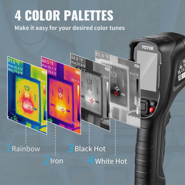 VEVOR Thermal Imaging Camera – 320x240 Super Resolution, 25Hz Refresh Rate, and -4°F to 752°F Range with 32GB Storage -