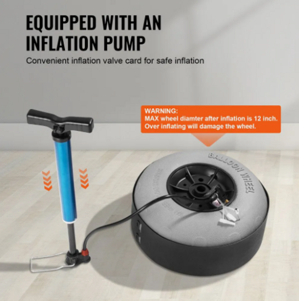 VEVOR Beach Dolly with Big Wheels for Sand, 29.9" x 15.4" Cargo Deck, w/ 12" Balloon Wheels, 165LBS Loading Capacity Folding Sand Cart & 27" to 44.7" Adjustable Height, Heavy Duty Cart for Beach