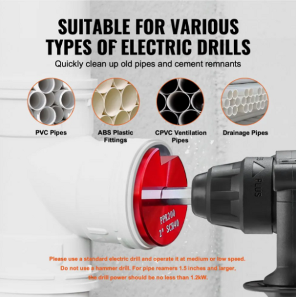 VEVOR PVC Pipe Reamer Tool Pipe Fitting Socket Saver Aluminum Alloy for SCH 40 for Water Lines, Drain Lines, Vent Lines