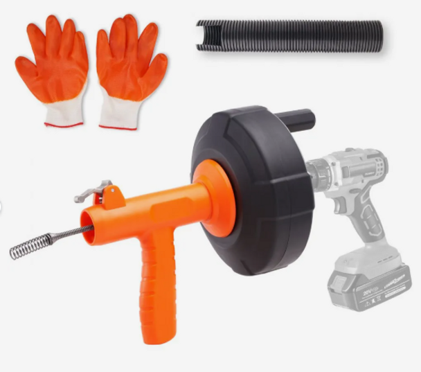 VEVOR Drain Auger 25Ft, Plumbing Snake Auto Feed, Plumbers Snake with Drill Attachment, Pipe Snake Drain Clog Remover for Kitchen Bathroom Shower Sink with Protective Hose and Gloves VEVOR Drain Auger 25Ft, Plumbing Snake Auto Feed, Plumbers Snake with Drill Attachment, Pipe Snake Drain Clog Remover for Kitchen Bathroom Shower Sink with Protective Hose and Gloves