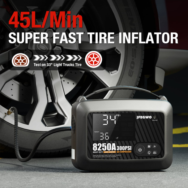 JFEGWO 8250A Super Jump Starter with Air Compressor