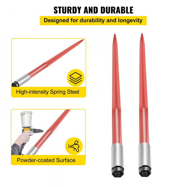 VEVOR 43" Hay Spear Pair - 3000 lbs Capacity Heavy-Duty Bale Spike
