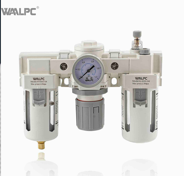 WAALPC AC4000-04 1/2" NPT Air Filter Regulator Lubricator (FRL) Combination - Manual Drain, 5μm 4