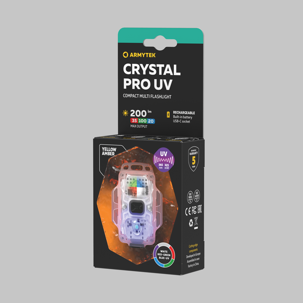 Armytek Crystal Pro UV Yellow Multi-Color UV Keychain Flashlight - White/Red/Green/Blue/UV, 200/35/100/20 Lumens + 325 mW (365 nm) product image 4