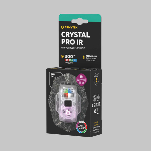 Armytek Crystal Pro IR Grey Multi-Color IR Keychain Flashlight - White/Red/Green/Blue/IR, 200/35/100/20 Lumens + 390 mW (850 nm) product image 4