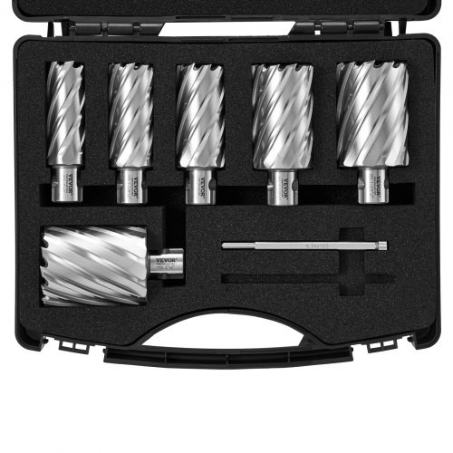 VEVOR 6-Piece HSS Annular Cutter Set, Universal Shank, 2 in Cutting Depth