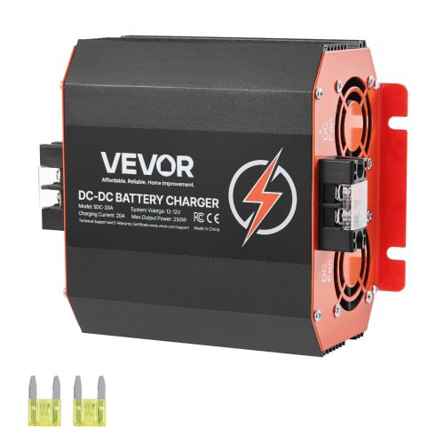VEVOR 20A DC-to-DC Battery Charger, 12V 250W On-Board Lithium and Lead-Acid Charger