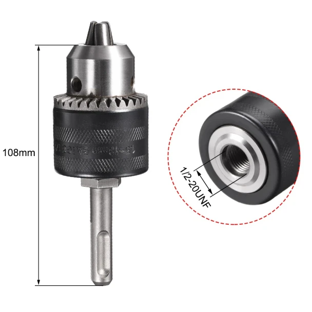 Heavy Duty 1/2" Keyed Drill Chuck Kit with SDS-Plus Round Shank Adapter