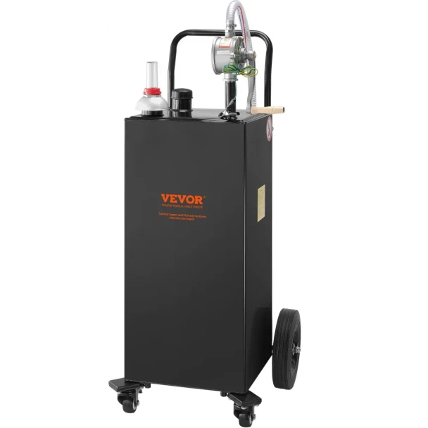 VEVOR Fuel Caddy, 35 Gallon, Gas Storage Tank on 4 Wheels, with Manual Transfer Pump