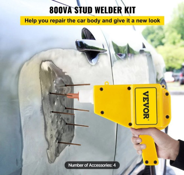 VEVOR Auto Body Dent Repair Kit Stud Welder Kit 800VA Stud Dent Puller Spot  for Auto Body Repairing